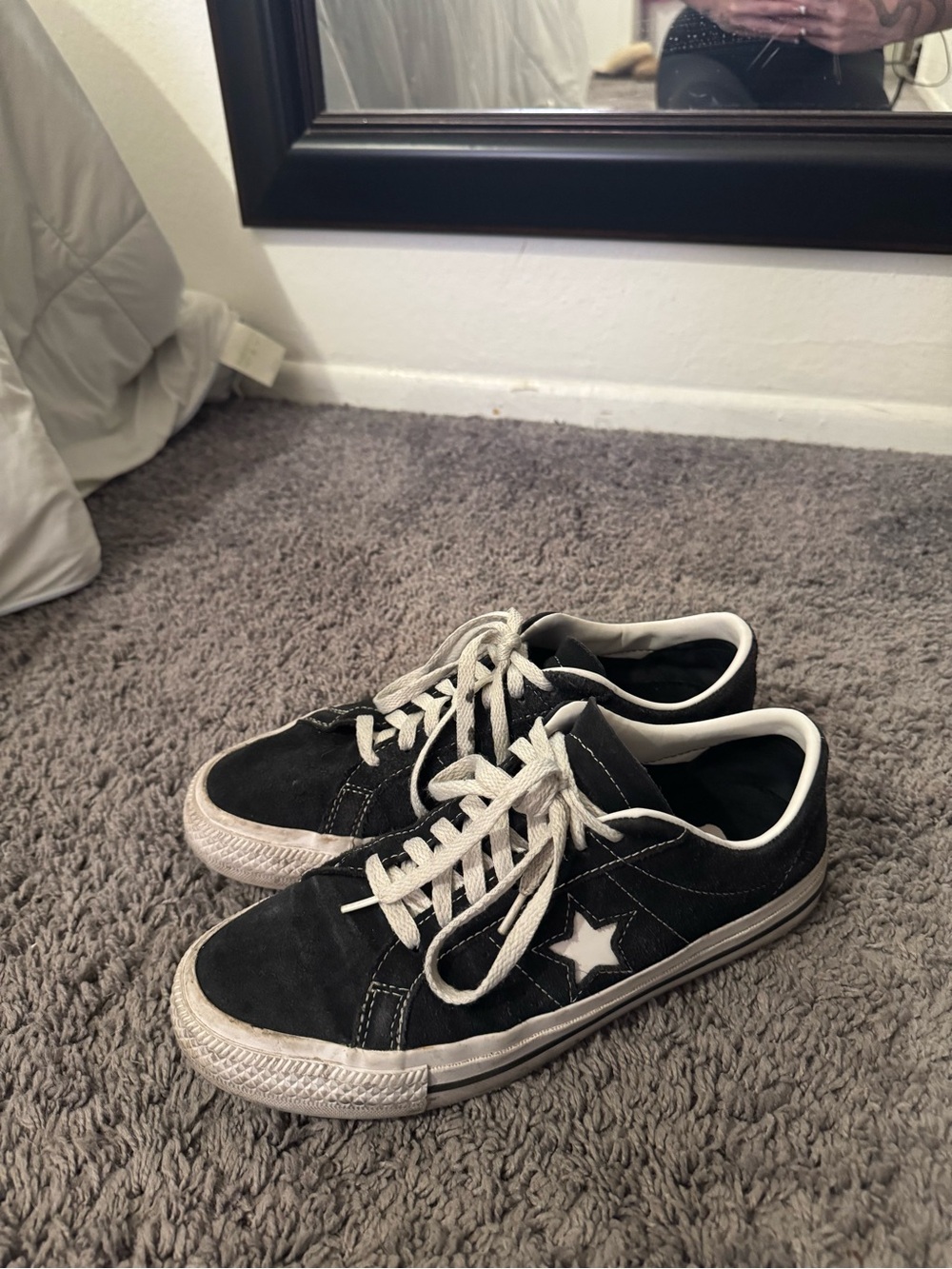 Converse All Star Black Suede Star-Accent Skate Sneakers